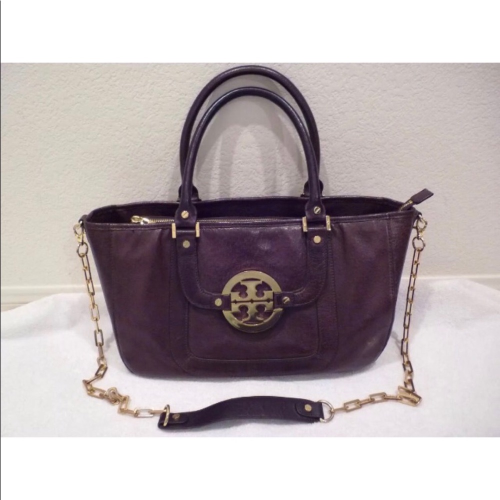 Tory Burch Amanda brown leather tote purse handbag