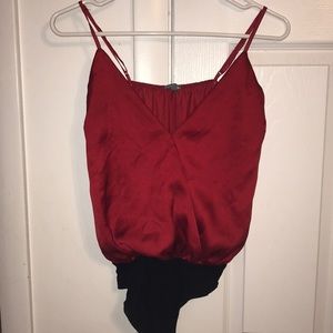 Red and black sleeveless onesie