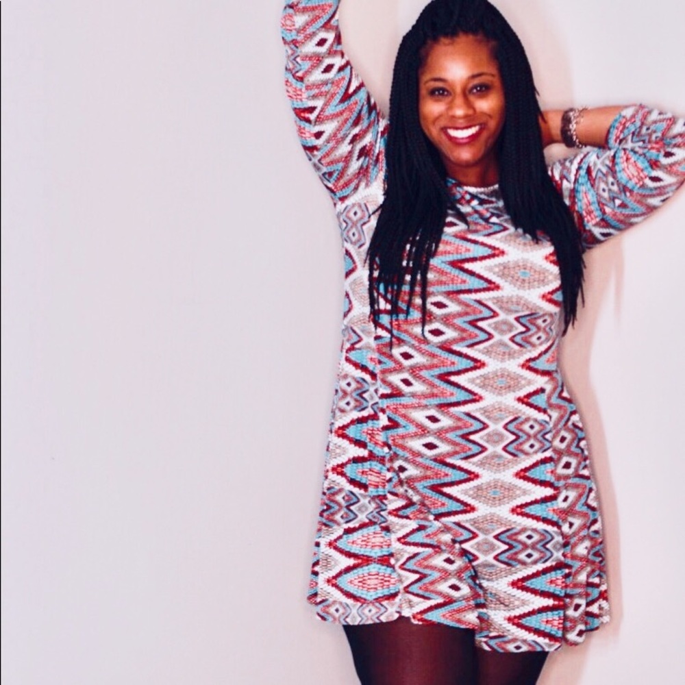 Multi Pattern Dress w/ sleeves