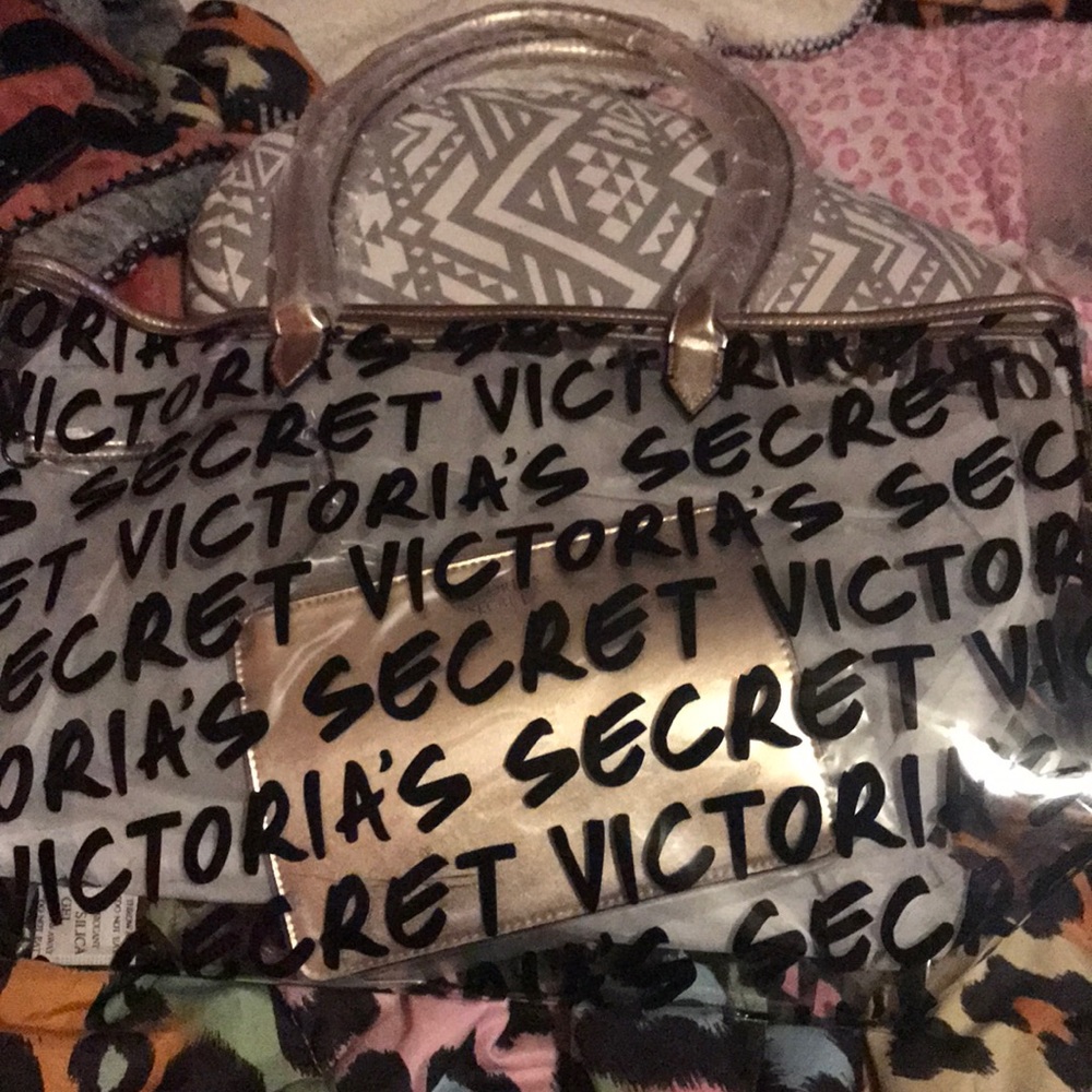 VS Clear tote with a gold wristlet included