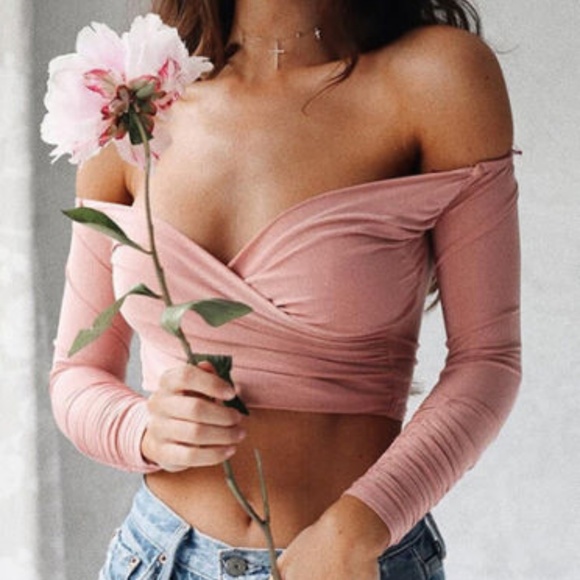 Pink Cropped Long Sleeve Top NWT - Picture 5 of 6