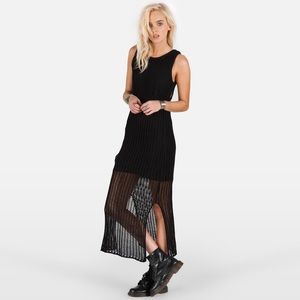 Volcom Hot Number Black Crochet Maxi Sweater Dress