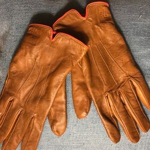 Ralph Lauren Tan/Orange Trim Leather Gloves