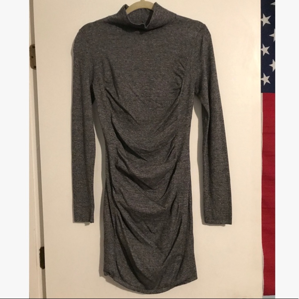 Express gray ruched turtleneck sweater dress - M