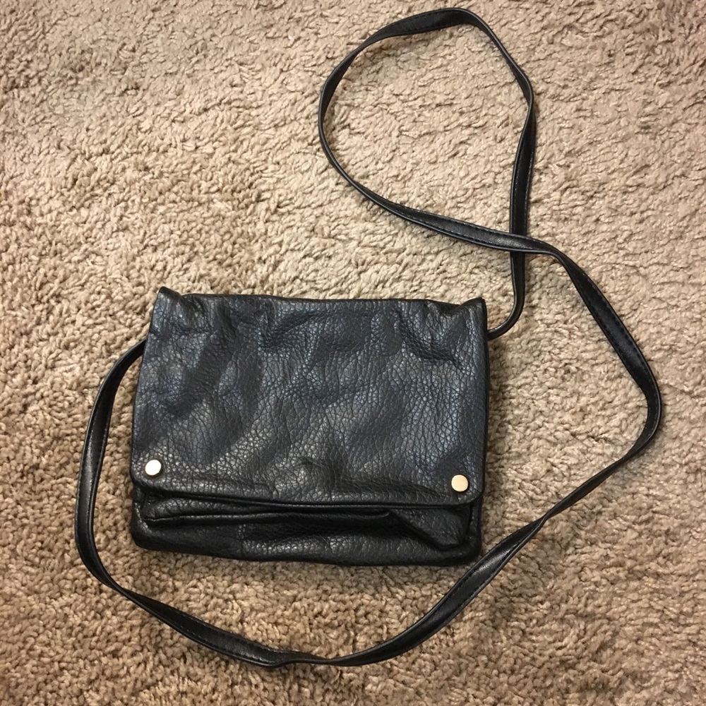 Black Faux Leather Crossbody