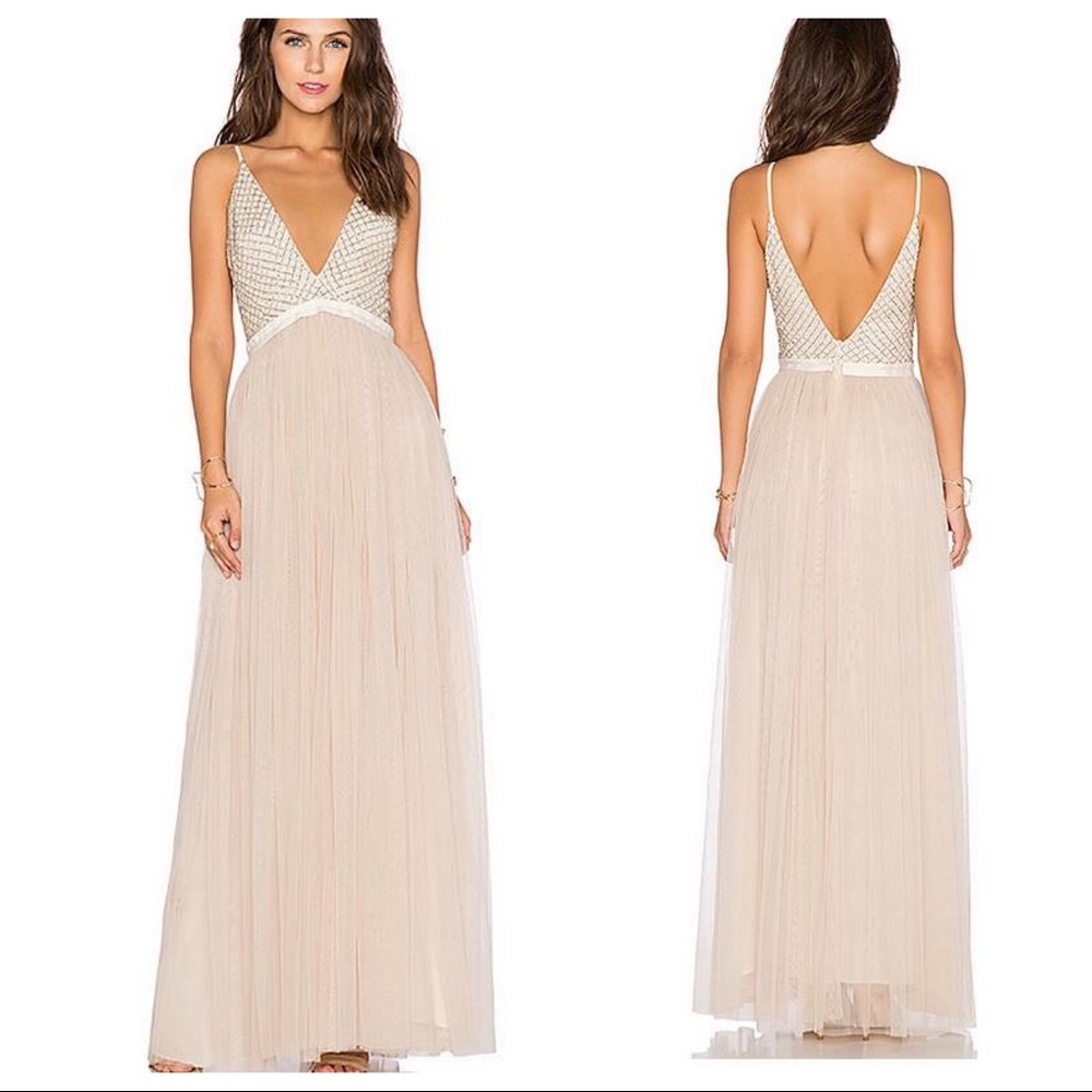 Needle and Thread Plunge V Tulle Maxi