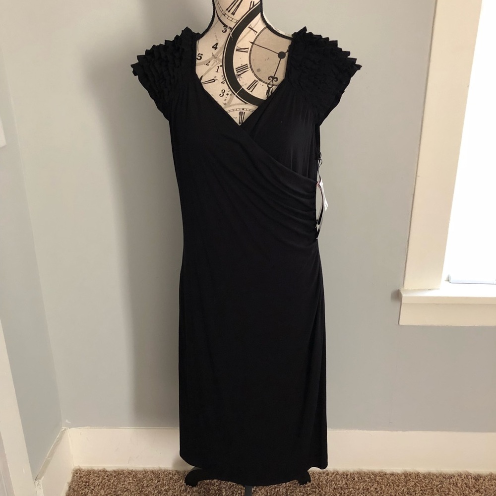 NWT Sangria Black Stretch Short Sleeve Dress XL