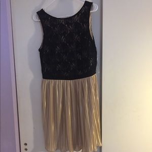 Rewind Lace and Pleated Silk Dress Champagne NWT
