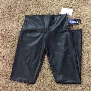Black vegan leather leggings