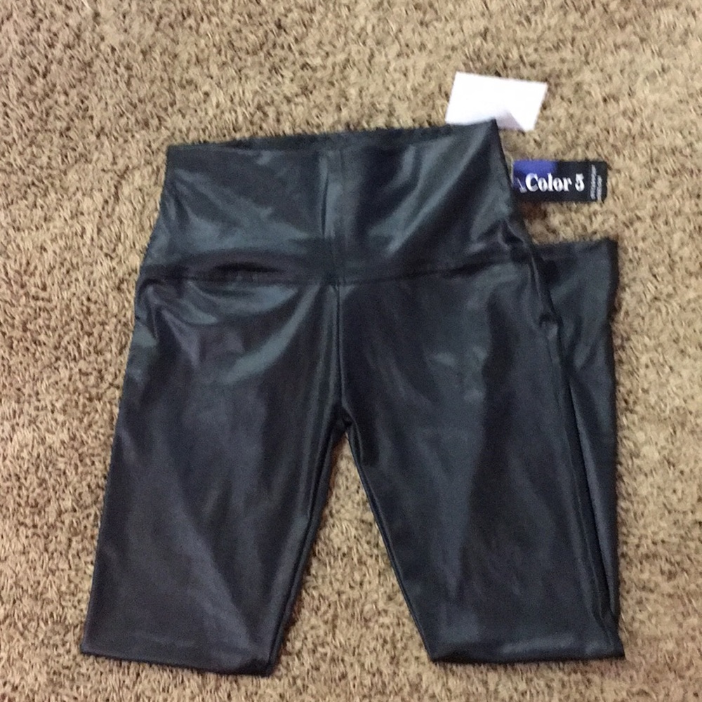 Black vegan leather leggings...