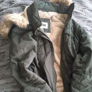 Winter coat with faux fur detail