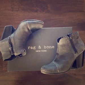 Rag & Bone Blk Distressed Leather Booties 38.5
