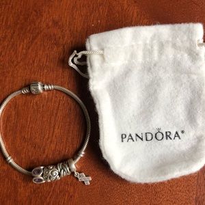 Pandora bracelet with 4 charms