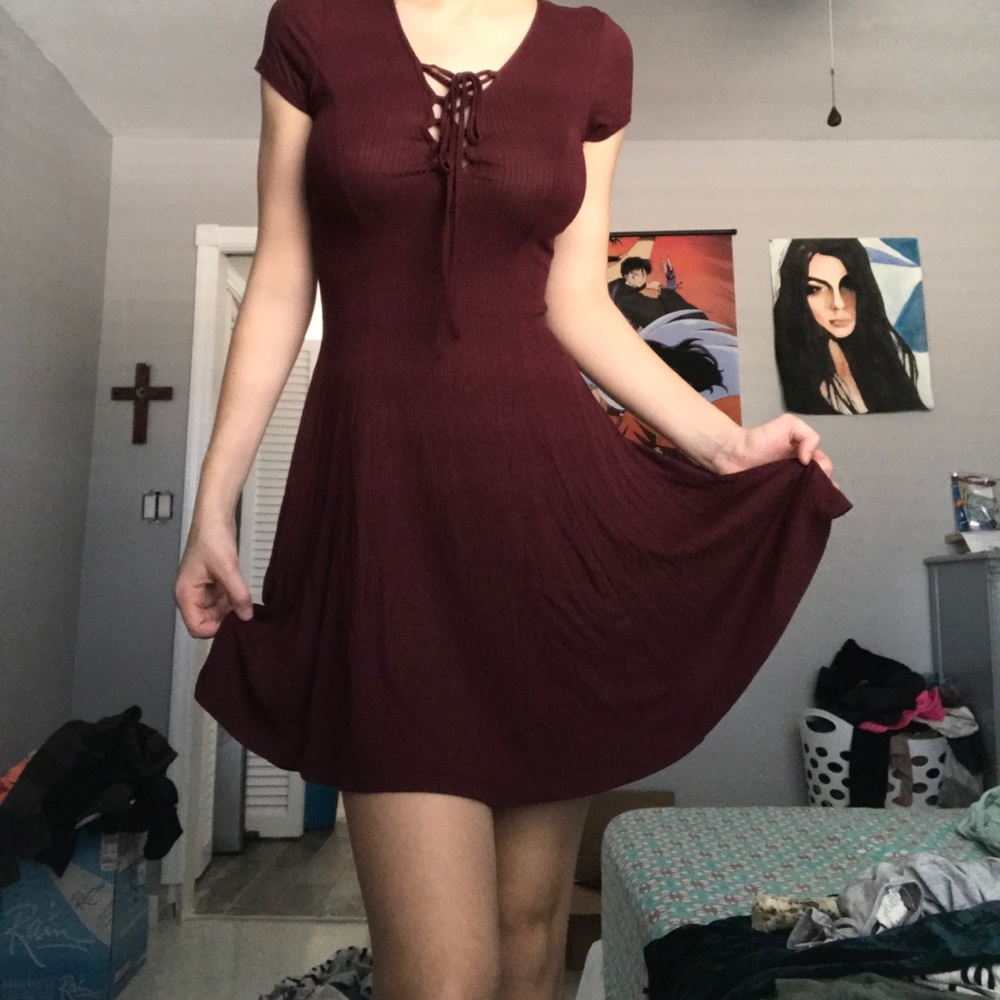 Burgundy knit dress