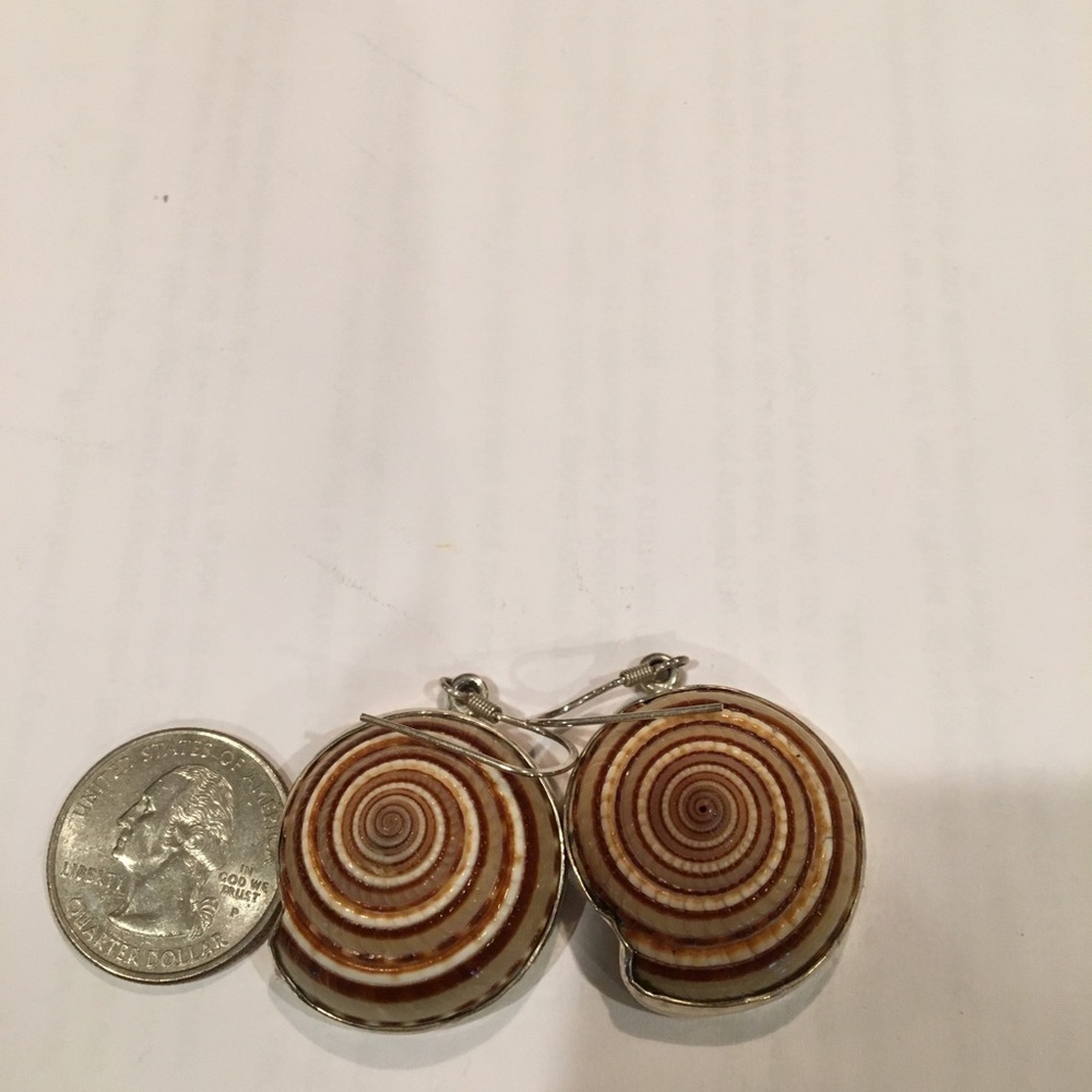 Sterling and Real Shell Earrings - Picture 3 of 3