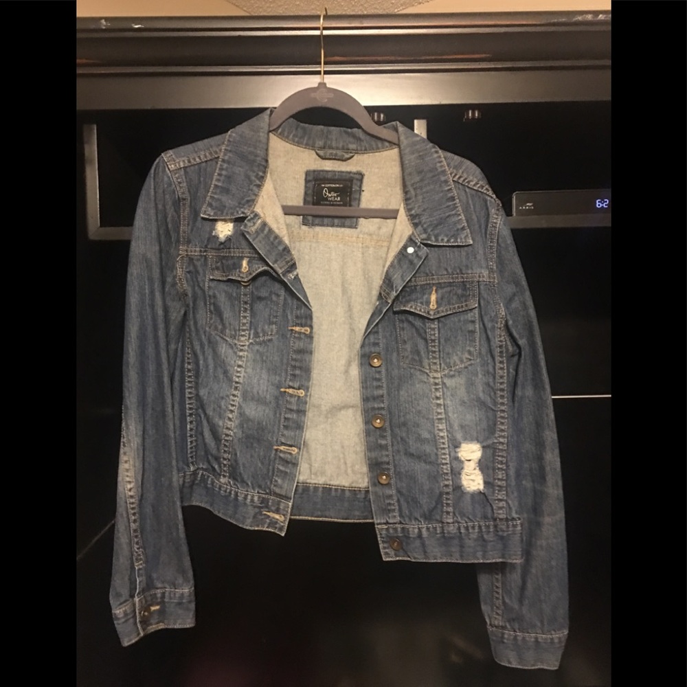 Distressed jean jacket