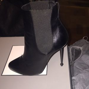 Tom Ford Black + Gun Metal ankle high boots