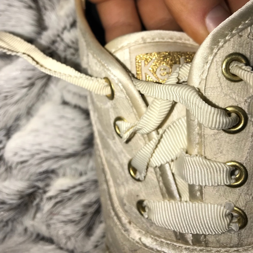 GOLD AND CREME LACE SNEAKERS