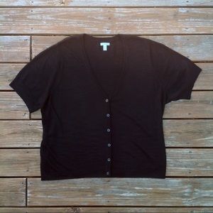 Lightweight Cotton Blend Short Sleeve Cardigan