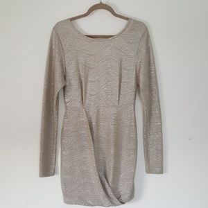 Gold texture lamae stretch dress