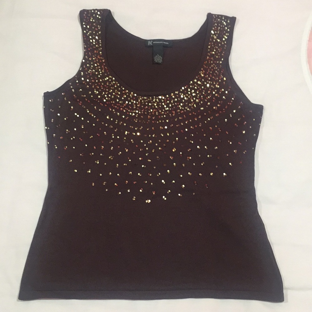INC brown top with gold shimmer