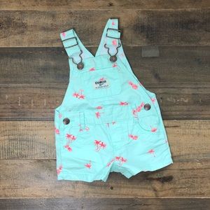 OSHKOSH Green & Orange Baby Overalls, 3M