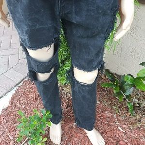 Distressed Off Black Jeans