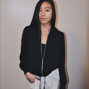 zip up black track jacket H&M NWOT SZ 4 Small