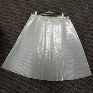 Pleated metallic silver skirt
