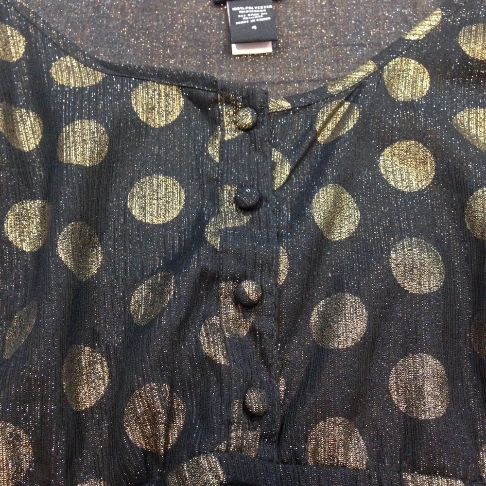 Torrid Black with Gold Polka Dots Blouse Size 4 - Picture 5 of 8