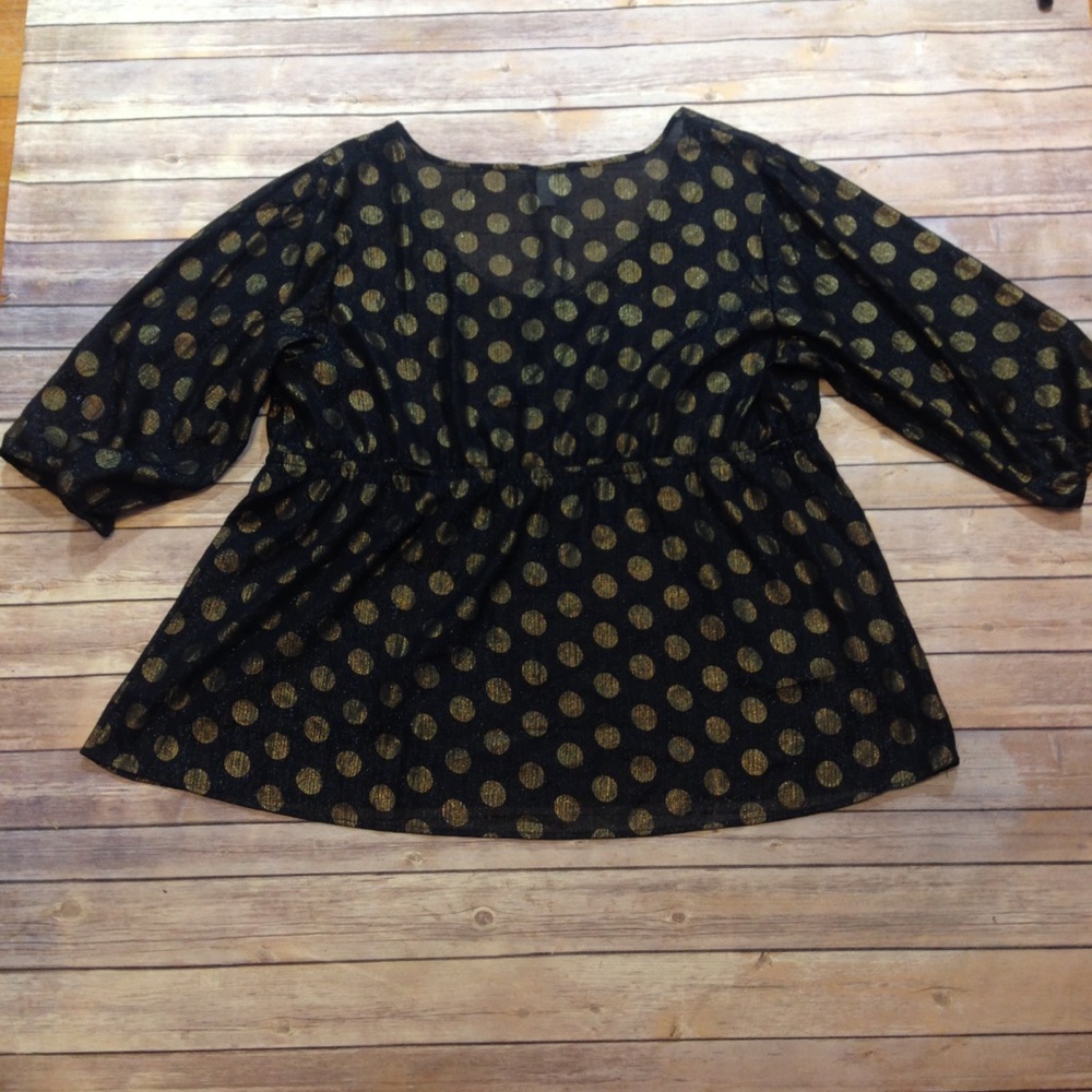 Torrid Black with Gold Polka Dots Blouse Size 4 - Picture 8 of 8