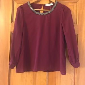 Embellished neckline Top