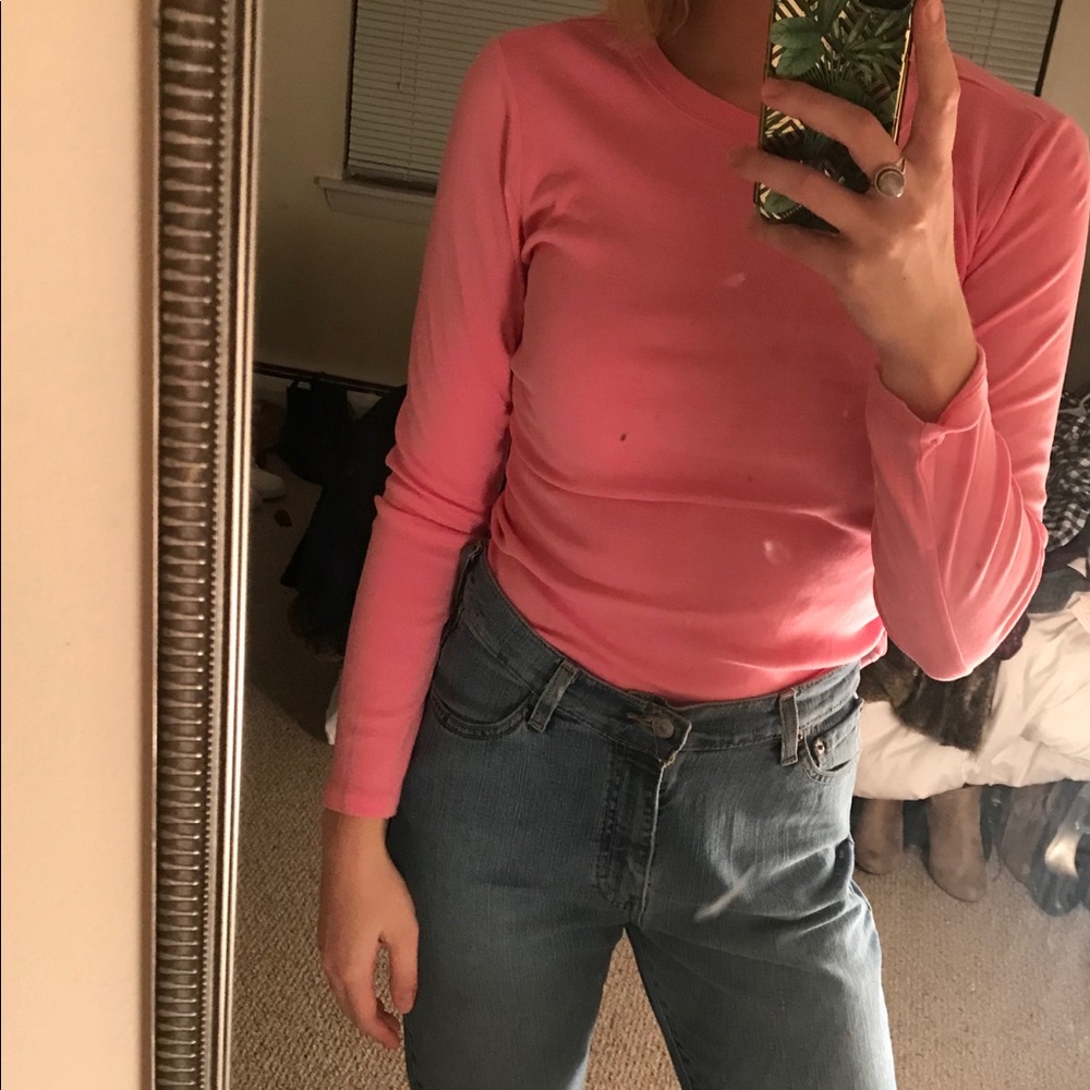 J Crew Pink Fitted Long Sleeve Tee