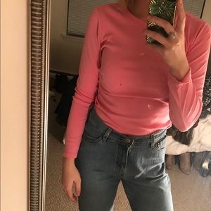 J Crew Pink Fitted Long Sleeve Tee