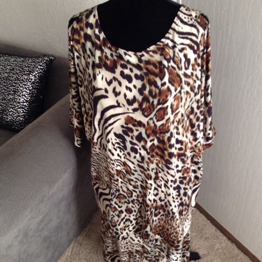 Animal Print Cold-Shoulder Top & Skirt Set