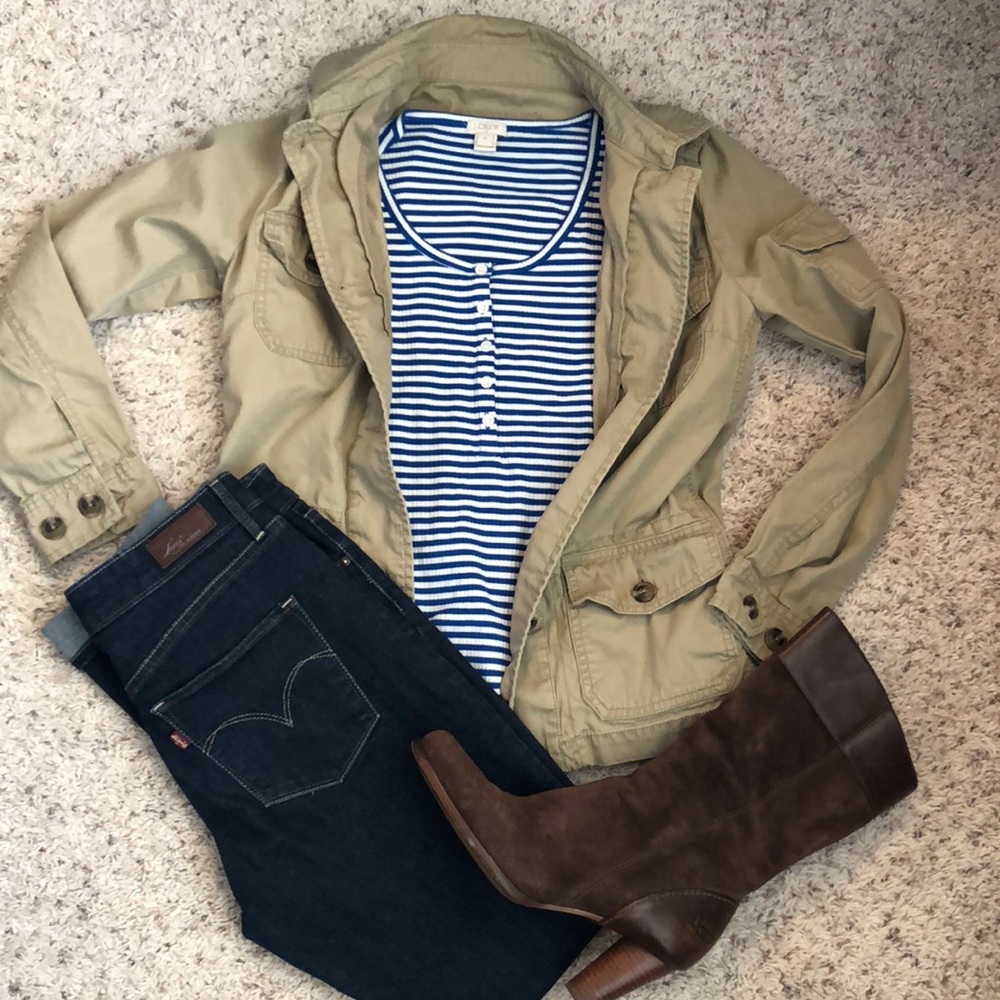 J. Crew blue and white striped t-shirt