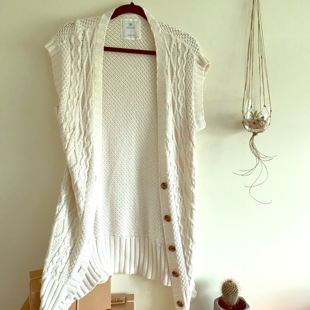 Aerie long cable knit cardigan