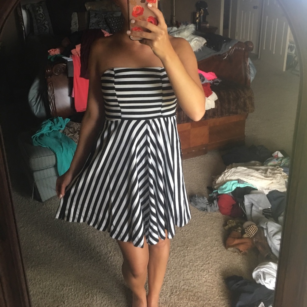 Black striped dress