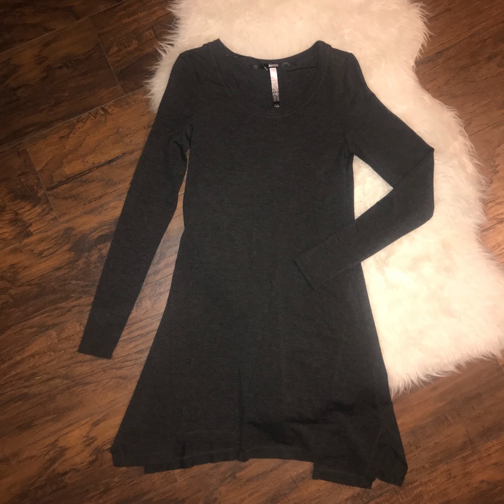 Kensie Grey Asymmetrical Sweater Dress