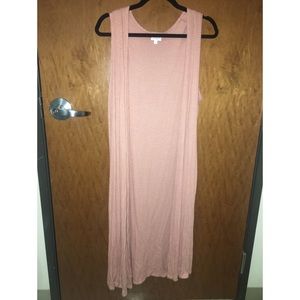 Mauve Sleeveless Duster Cardigan