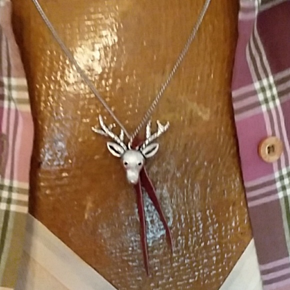 Cute reindeer antlers silver chain necklace 4 GIFT - Picture 1 of 2