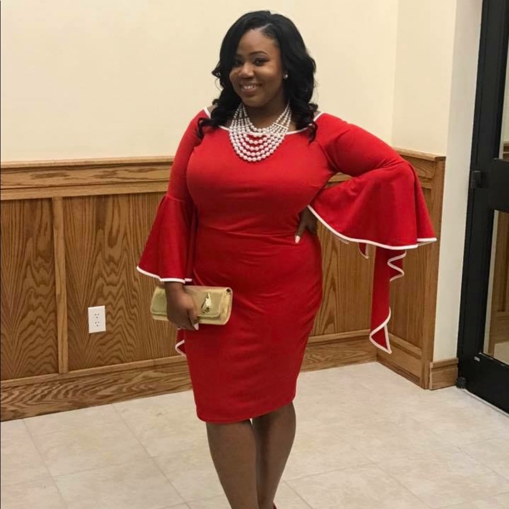 Red, Ruffle dress