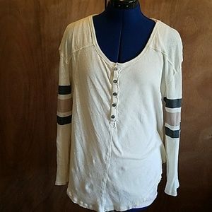 Free people linen blend long sleeve henley