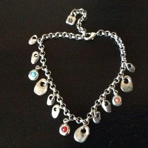 Uno De 50 Anklet/ Bracelet w/Silver & Resin Charms