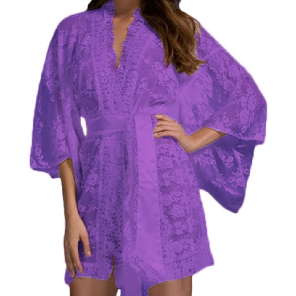 NWT!! Purple Belted Lace Kimono