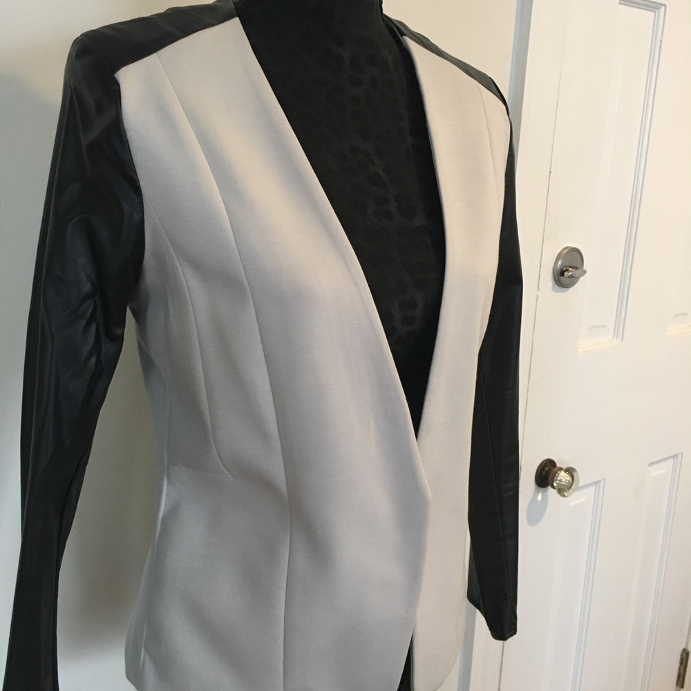 H&M cream and faux leather jacket.
