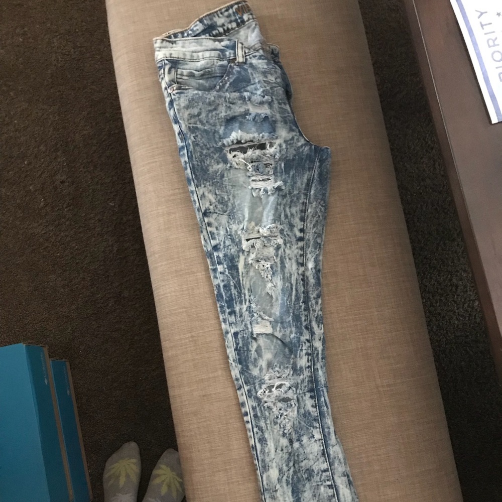 Distressed Stretch Denim Jeans