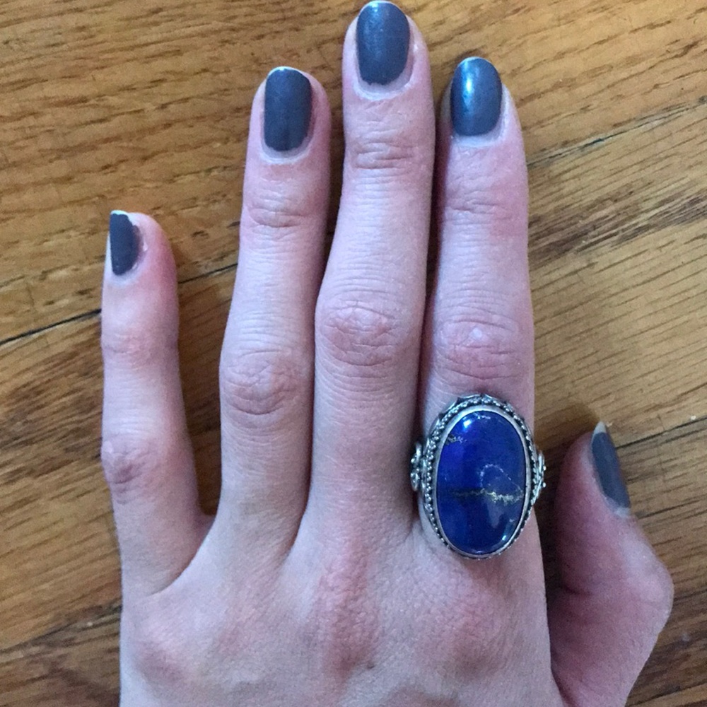 Gorgeous silver and blue gemstone ring