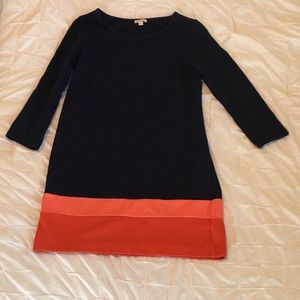 Gap blue & coral 3/4 length sleeves shift dress