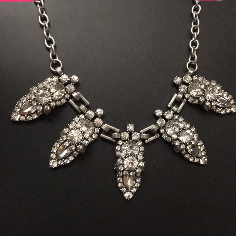Silver Bling Rhinestone Statement Necklace